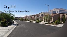  Presentation with middle class - PPT theme having suburbia - modern street of typical middle background and a light blue colored foreground