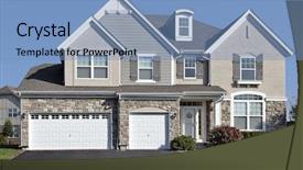  Presentation with garage car - Beautiful PPT theme featuring suburbs with three car backdrop and a teal colored foreground