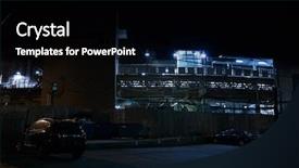  Presentation with urban train - Colorful theme enhanced with subway bridge and train station backdrop and a black colored foreground