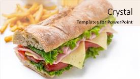  Presentation with french fries - Colorful presentation theme enhanced with subway resaturant - long ciabatta sandwich with cut backdrop and a lemonade colored foreground