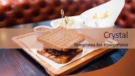  Presentation with craft beer ingredients for malting - Presentation design having subway resaturant - sandwich with beer background and a  colored foreground