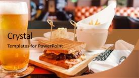  Presentation with craft beer ingredients for malting - Colorful slide deck enhanced with subway resaturant - sandwich with beer backdrop and a gold colored foreground