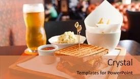  Presentation with craft beer ingredients for malting - Presentation theme having subway resaturant - sandwich with beer background and a  colored foreground