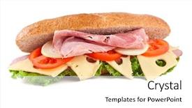  Presentation with submarine - Slide deck featuring subway resaturant - submarine bran bun sandwich background and a  colored foreground