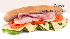  Presentation with submarine - PPT layouts featuring subway resaturant - submarine bran bun sandwich background and a coral colored foreground