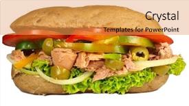  Presentation with fresh ginger root on white - PPT theme enhanced with subway sandwich - fresh tuna baguette on white background and a yellow colored foreground