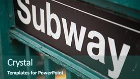  Presentation with new york city subway station - PPT layouts with subway station in new york background and a ocean colored foreground