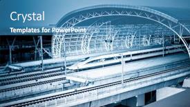  Presentation with modern building - PPT theme having subway-station-of-shanghai-chian background and a teal colored foreground