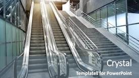  Presentation with new york city subway station - Slide set featuring subway stations escalator background and a gray colored foreground