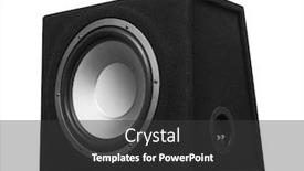  Presentation with speaker - Colorful slide set enhanced with subwoofer-speaker-isolated-on-white backdrop and a dark gray colored foreground