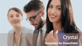  Presentation with young business woman smile show - Amazing PPT theme having succesion planning - business woman smiling with her backdrop and a  colored foreground