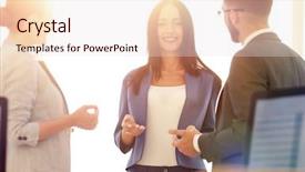  Presentation with team discussion - PPT layouts featuring succesion planning - friendly business team having discussion background and a lemonade colored foreground