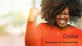  Presentation with winning - Beautiful slide deck featuring success - beautiful african woman happy backdrop and a red colored foreground