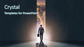  Presentation with walking - Amazing PPT theme having success - businessman walking towards his ambition backdrop and a wine colored foreground