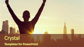  Presentation with city silhouette - Cool new presentation design with success - instagram style filter silhouette backdrop and a tawny brown colored foreground