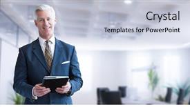  Presentation with office - Slide deck having success - portrait of senior businessman using background and a lemonade colored foreground