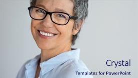  Presentation with cctv camera security system business - Theme with success - portrait of senior woman background and a lemonade colored foreground