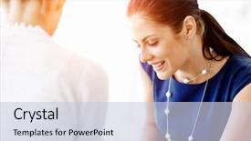  Presentation with female - Audience pleasing theme consisting of success - two female colleagues in office backdrop and a lemonade colored foreground