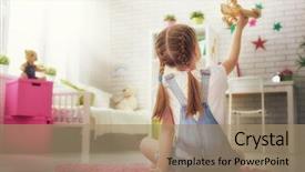  Presentation with children little child girl plays - Amazing presentation having success action ideas time - happy child little girl playing backdrop and a  colored foreground