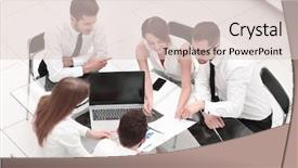  Presentation with collaboration - Audience pleasing PPT theme consisting of success analysis - business team discusses the results backdrop and a lemonade colored foreground