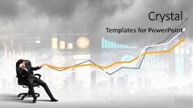  Presentation with growth chart - Audience pleasing theme consisting of success analysis - image of young businessman pulling backdrop and a light gray colored foreground