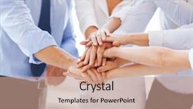  Presentation with victory team - Cool new theme with success and winning concept - happy backdrop and a coral colored foreground