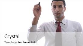  Presentation with marker - Beautiful PPT theme featuring success arabic - business man draw with marker backdrop and a white colored foreground