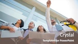  Presentation with construction site construction - Presentation design enhanced with success arabic - group of engineers reviewing construction background and a gray colored foreground