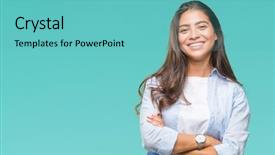  Presentation with arab - Audience pleasing presentation theme consisting of success arabic - young beautiful arab woman backdrop and a seafoam green colored foreground