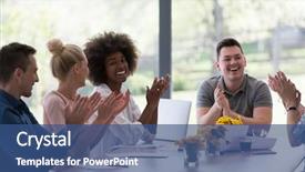  Presentation with young business people - Amazing presentation theme having success at their working place backdrop and a ocean colored foreground