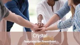  Presentation with young business people - Beautiful theme featuring success at their working place backdrop and a coral colored foreground