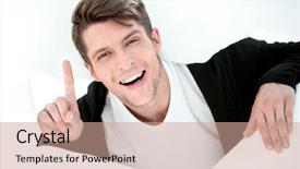  Presentation with wall - Slide set consisting of success breakthrough - businessman bursting through a paper background and a  colored foreground