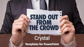  Presentation with crowd - Colorful presentation enhanced with success breakthrough - stand out from the crowd backdrop and a tawny brown colored foreground
