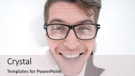  Presentation with breaking through - Theme enhanced with success breakthrough - young businessman breaking background and a lemonade colored foreground