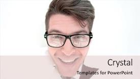  Presentation with breakthrough - Cool new presentation design with success breakthrough - young businessman breaking backdrop and a lemonade colored foreground