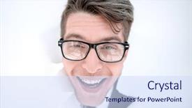  Presentation with breaking through - Colorful PPT layouts enhanced with success breakthrough - young businessman breaking backdrop and a sky blue colored foreground