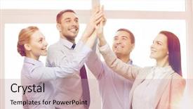  Presentation with business success - Beautiful presentation featuring success business office and winning backdrop and a coral colored foreground