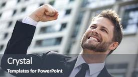  Presentation with rise - Presentation with success celebration - young successful man male executive background and a ocean colored foreground