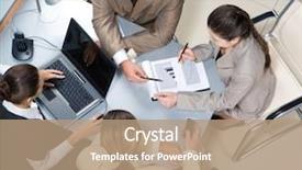  Presentation with executive - Presentation theme with success collaborate - above view of executive people background and a coral colored foreground