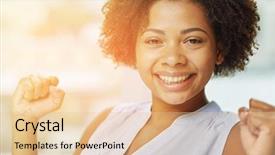  Presentation with african american teen girls - Slide deck consisting of success concept - happy african american background and a lemonade colored foreground