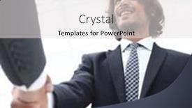  Presentation with business success - Colorful theme enhanced with success concept in business - handshake of partners backdrop and a light gray colored foreground