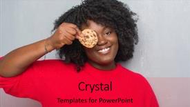  Presentation with chocolate chip - Slides featuring success cookie - young african american woman background and a  colored foreground