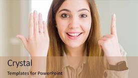  Presentation with engagement - Beautiful slide deck featuring success diamond - beautiful young woman showing engagement backdrop and a coral colored foreground