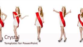  Presentation with diamond - Slide set with success diamond - beauty contest winner isolated background and a sky blue colored foreground