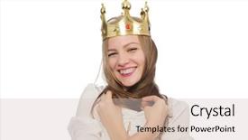  Presentation with queen - Beautiful PPT layouts featuring success diamond - woman queen wearing crown isolated backdrop and a  colored foreground