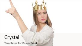  Presentation with queen - Beautiful presentation theme featuring success diamond - woman queen wearing crown isolated backdrop and a light gray colored foreground