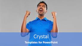  Presentation with sadness and sorrow emotion - Cool new PPT layouts with success emotion and expression concept - happy young indian man celebrating victory over grey background backdrop and a teal colored foreground