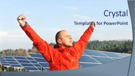 Presentation with solar panel - Cool new slide deck with success engineer in solar panel backdrop and a sky blue colored foreground