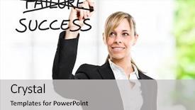  Presentation with motivational - Cool new PPT theme with success failure - businesswoman writing a motivational concept backdrop and a light gray colored foreground