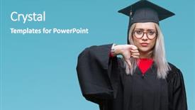  Presentation with negative - Cool new PPT layouts with success failure - young blonde woman wearing graduate backdrop and a teal colored foreground